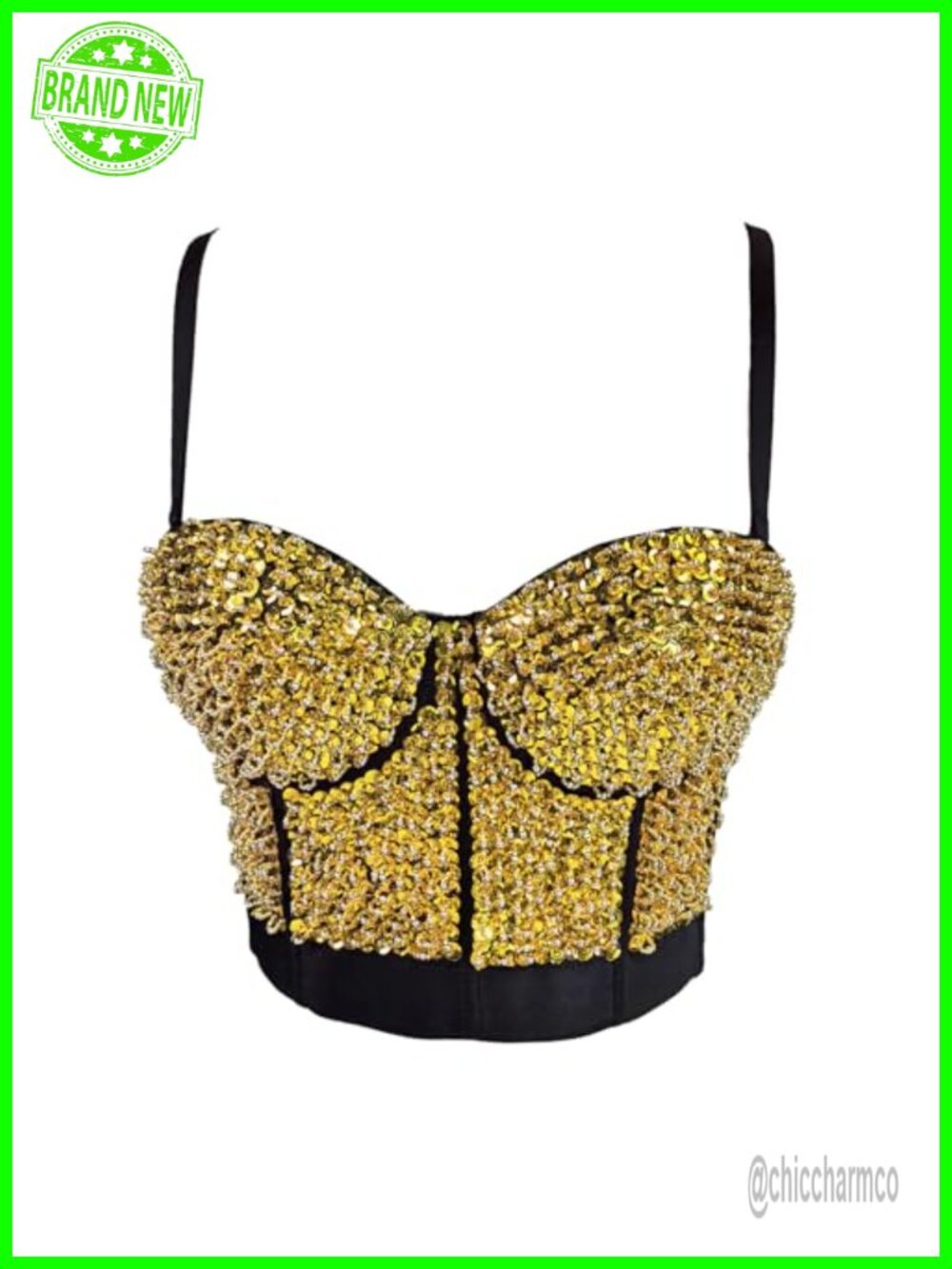 Rhinestone Corset Bustier Crop Top Push Up Mesh Party Clubwear Vest